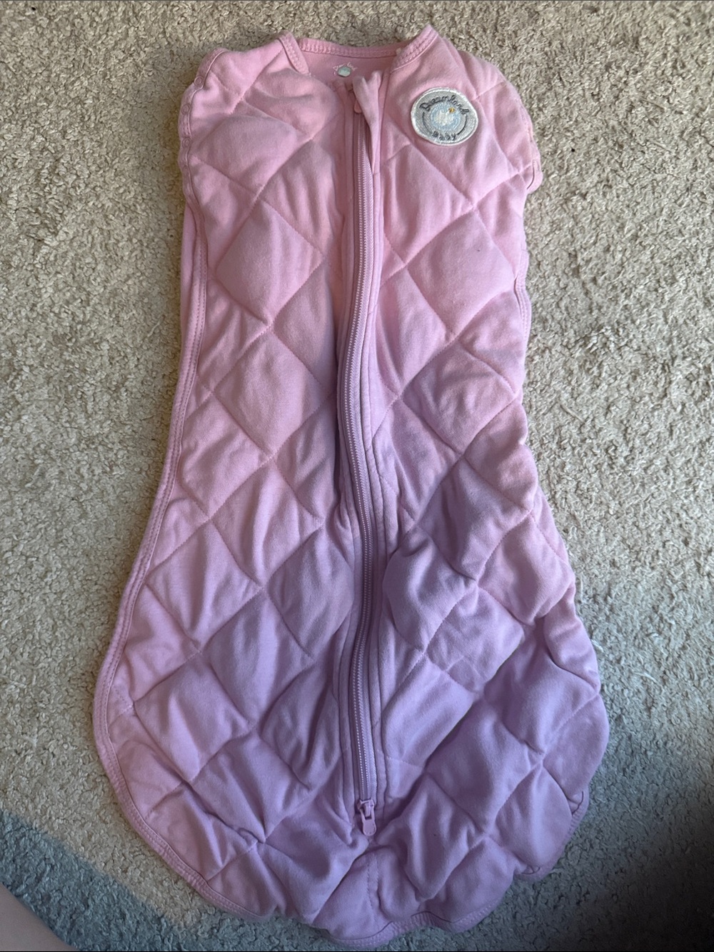 Quilted Pink Baby Sleep Sack One-Piece with Front Zip